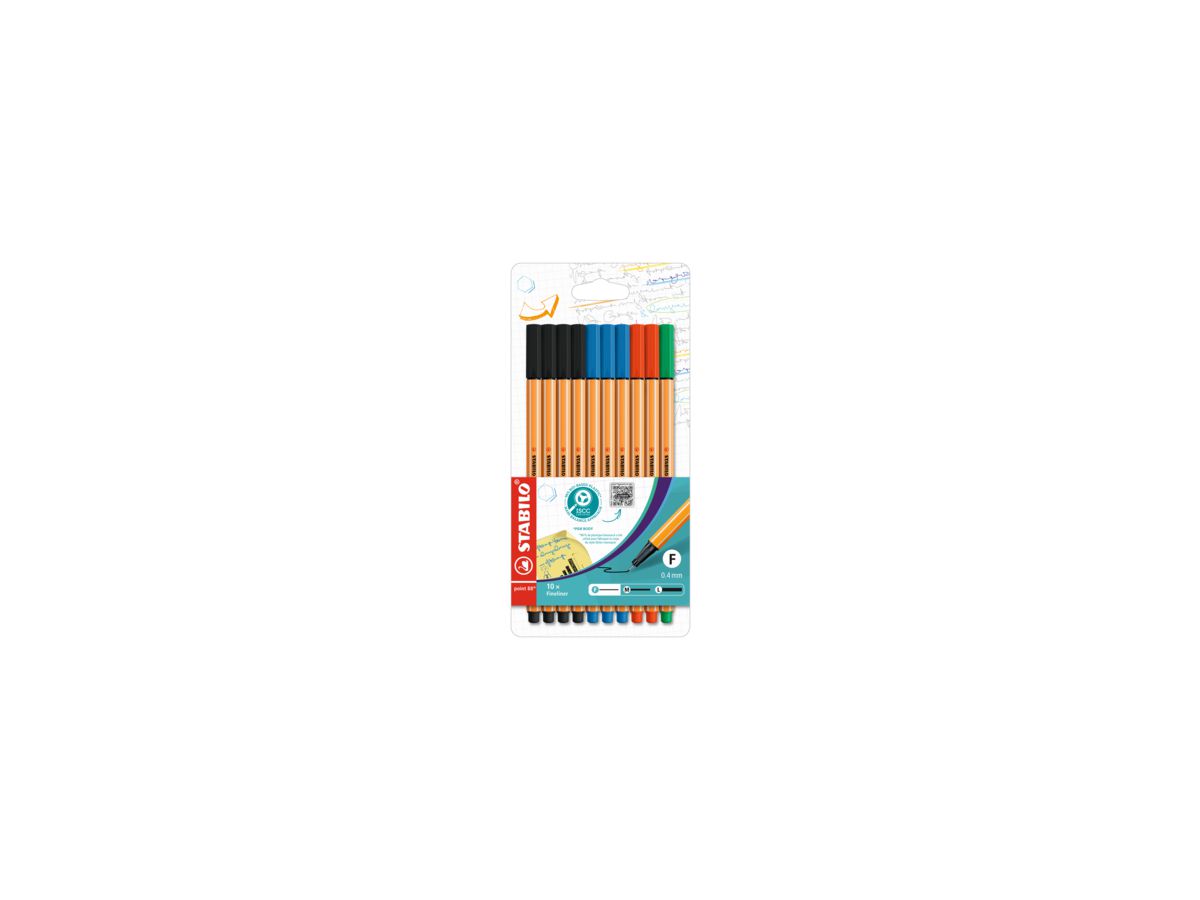 STABILO Fineliner point 88 87-1468 0,4mm farbig sortiert 10 St./Pack.