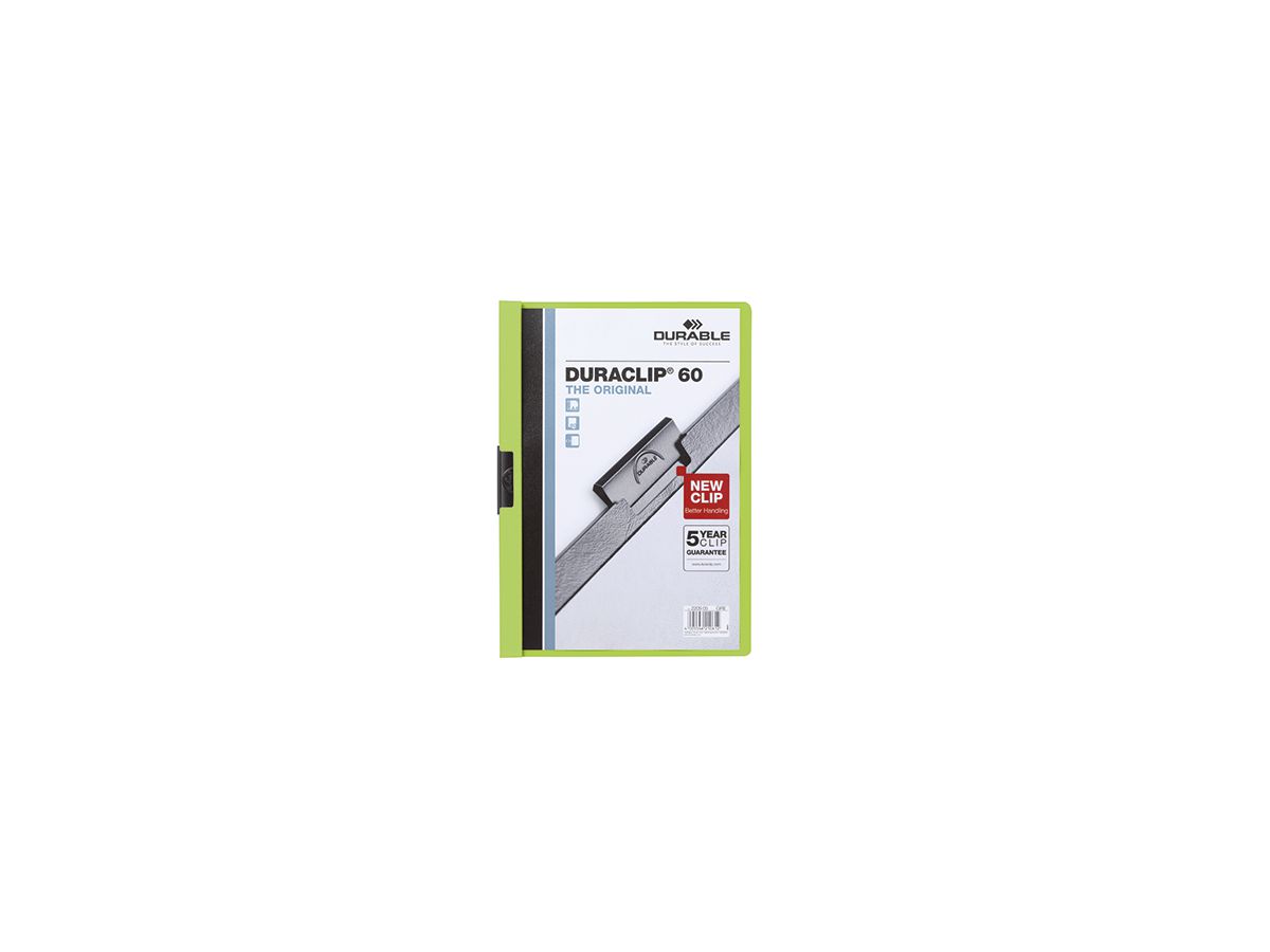 DURABLE Klemmmappe DURACLIP 30 220905 DIN A4 Hartfolie grün