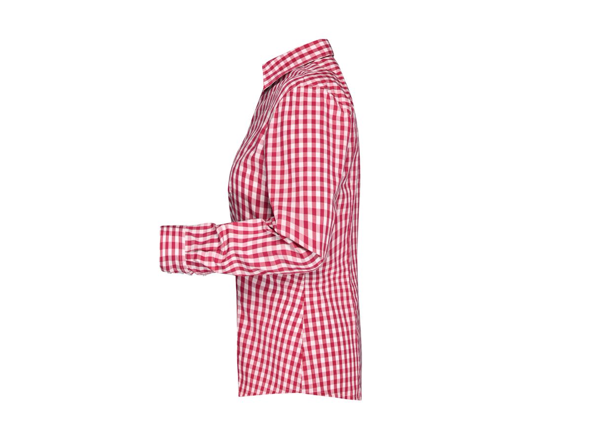 JN Ladies Checked Blouse JN616 100% BW, red/white, Größe M