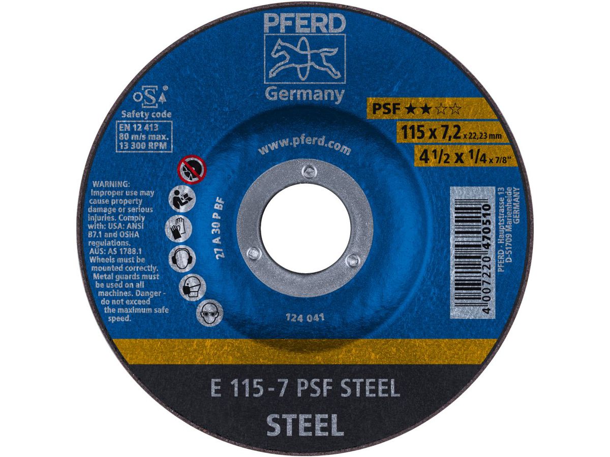 Grind. disc A30PPS 115x7.2mm offset Pferd