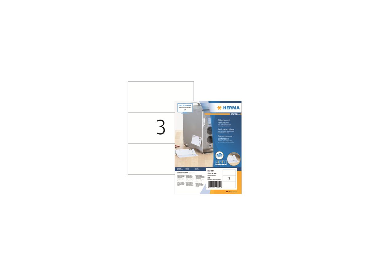 HERMA Etikett 4664 210x99mm weiß 300 St./Pack.
