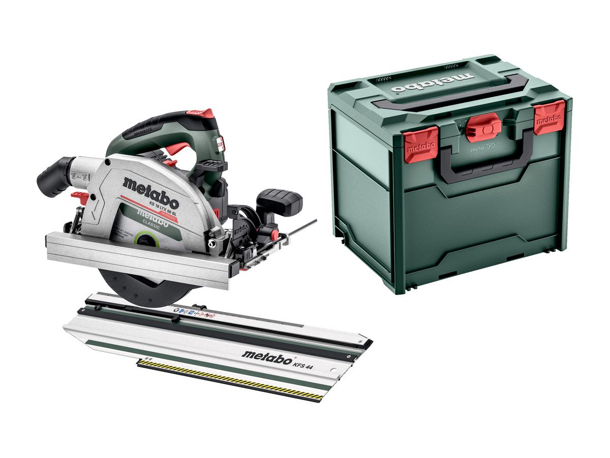 METABO Akku-Handkreissäge in metaBOX KS18LTX66BL solo, mit KFS 44