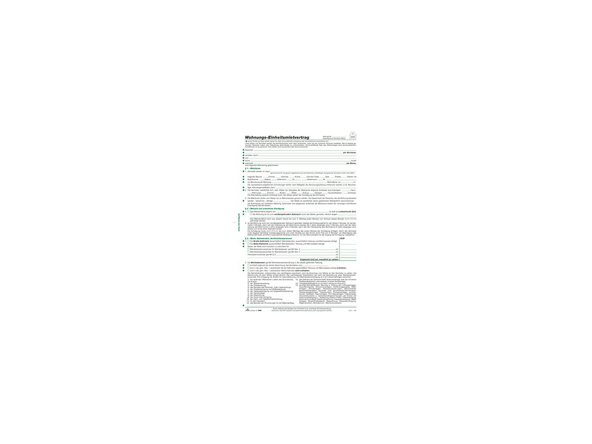 RNK Mietvertrag 599 DIN A4 4Blatt