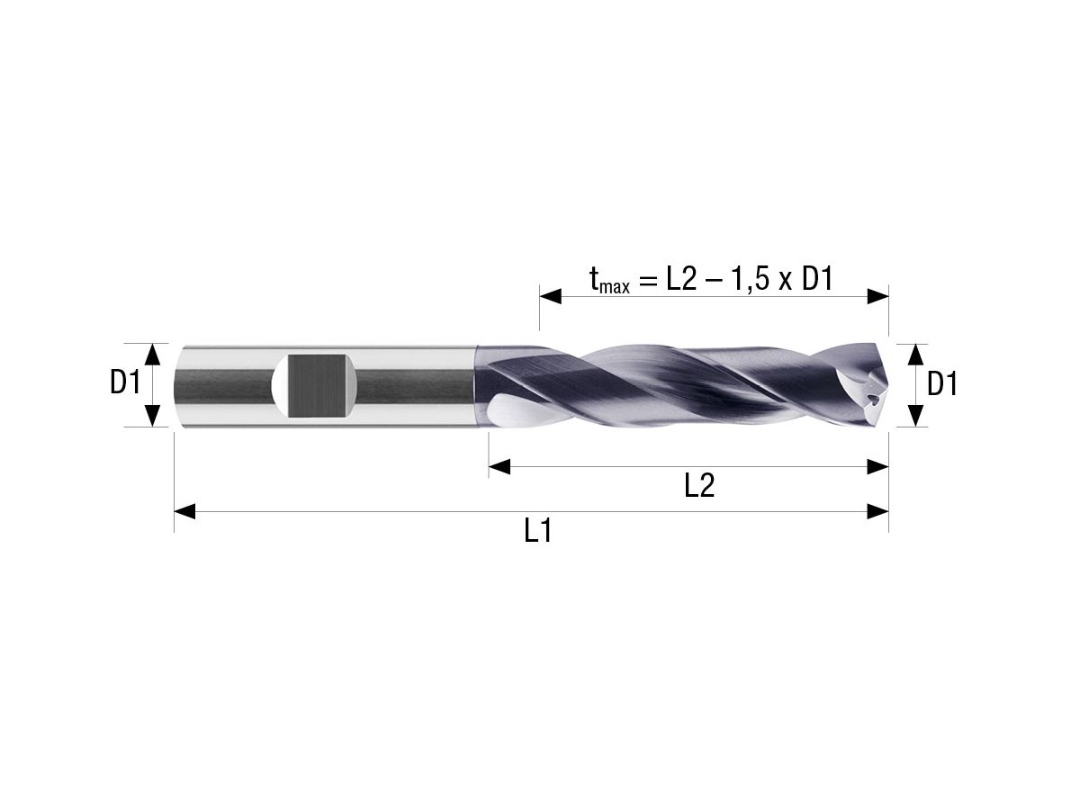 WEMAG VHM-Bohrer BASIC TiAlN 3xD IK Uni
