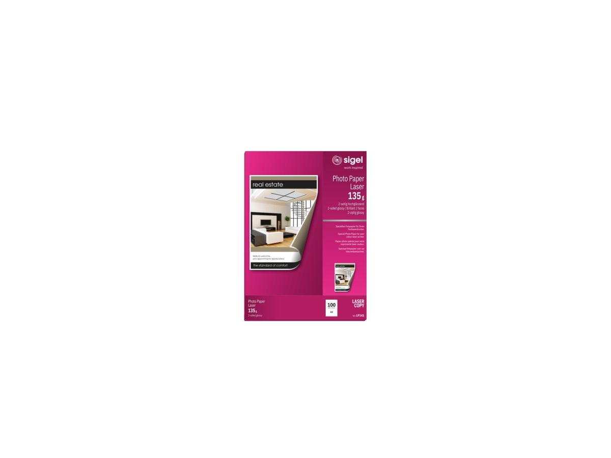 Sigel Laserpapier LP141 DIN A4 135g hochweiß 100 Bl./Pack.