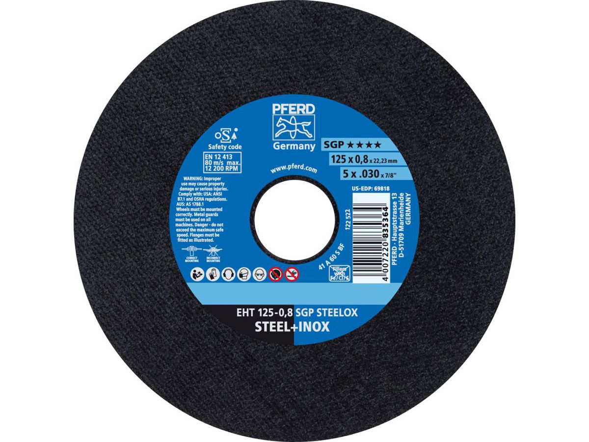 Cutting disc A60SSGP-INOX 125x0.8mm X-Slim Pferd