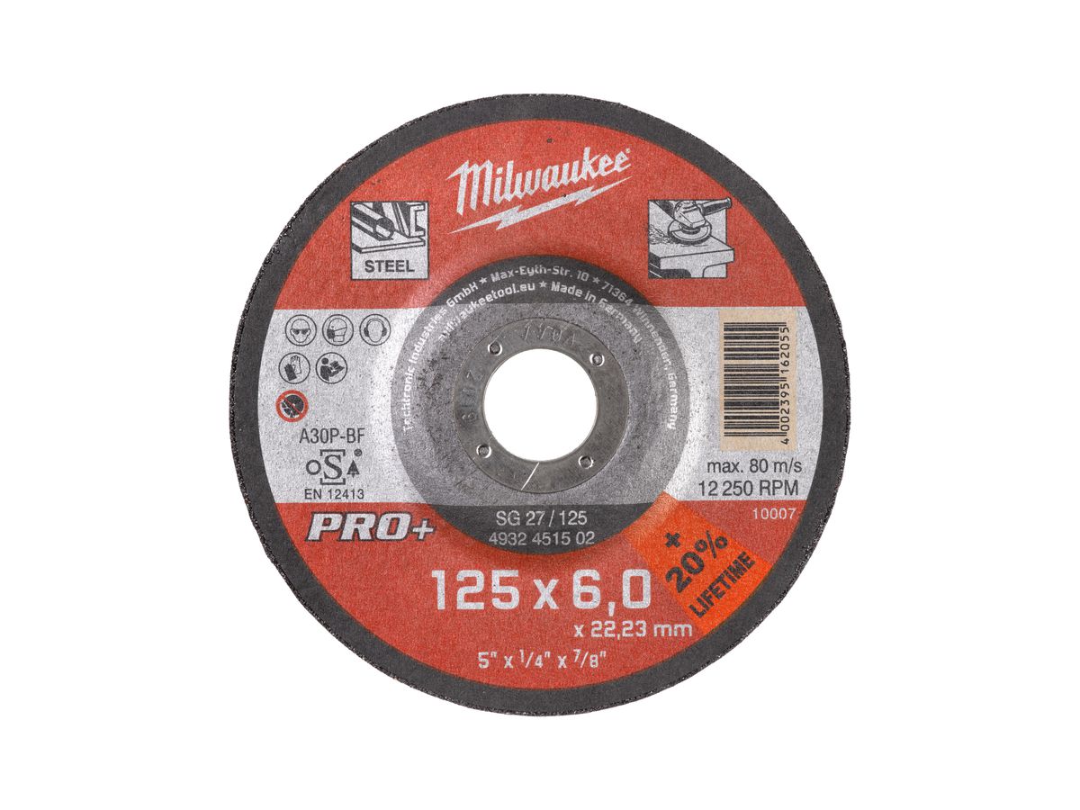 MILWAUKEE Schruppscheibe PRO+ 125 mm SG27 6 mm gekröpft