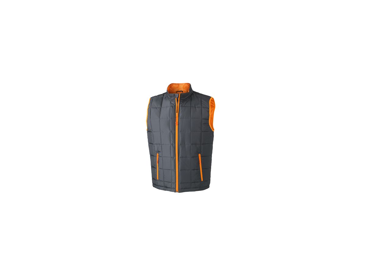 JN Mens Padded Light Weight Vest JN1037 100%PES, carbon/orange, Größe S