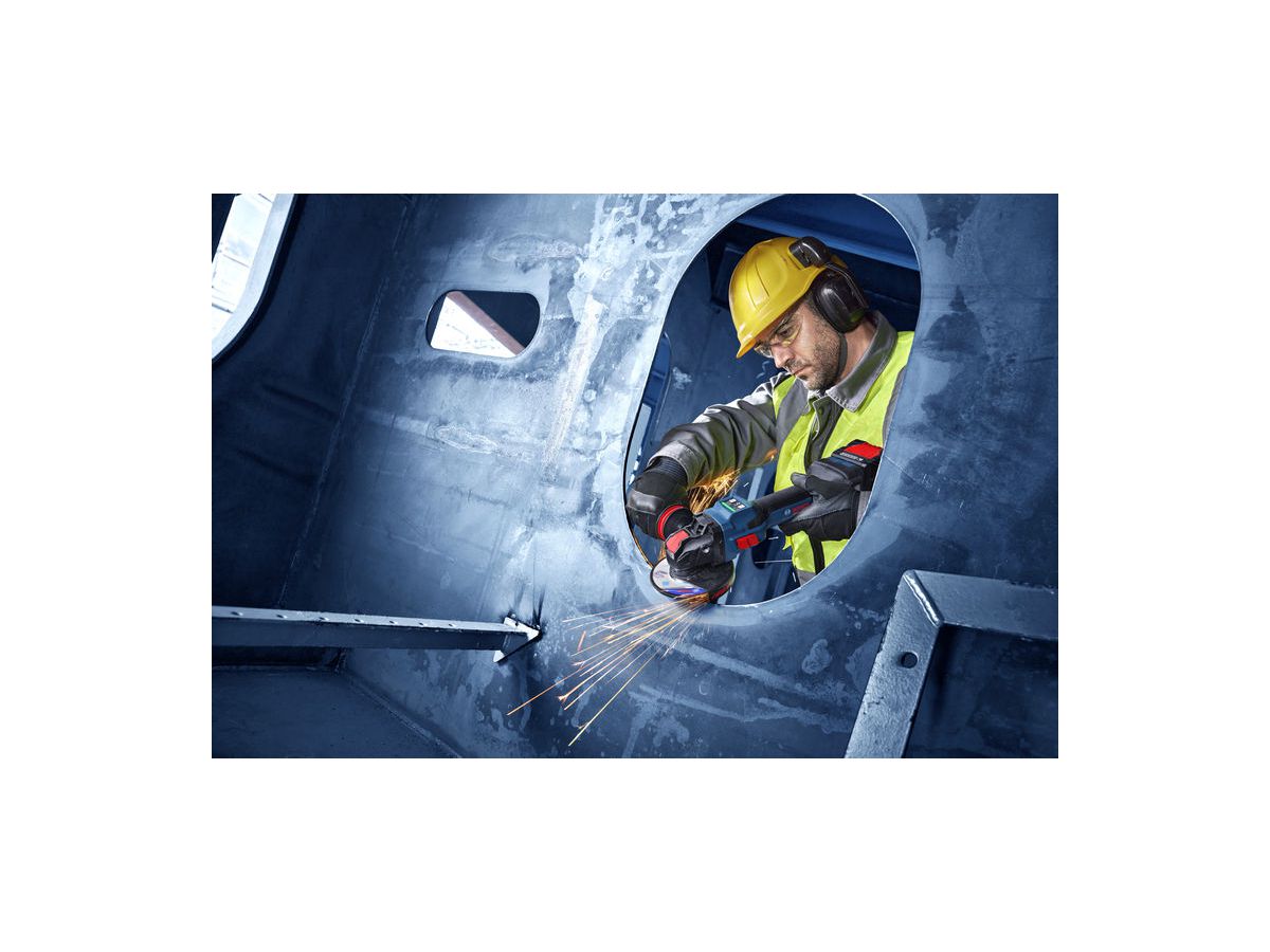 BOSCH Akku-Winkelschleifer EXWX18V-15S X-Lock 2x18V/8,0 Ah, Ladegerät, L-BOXX