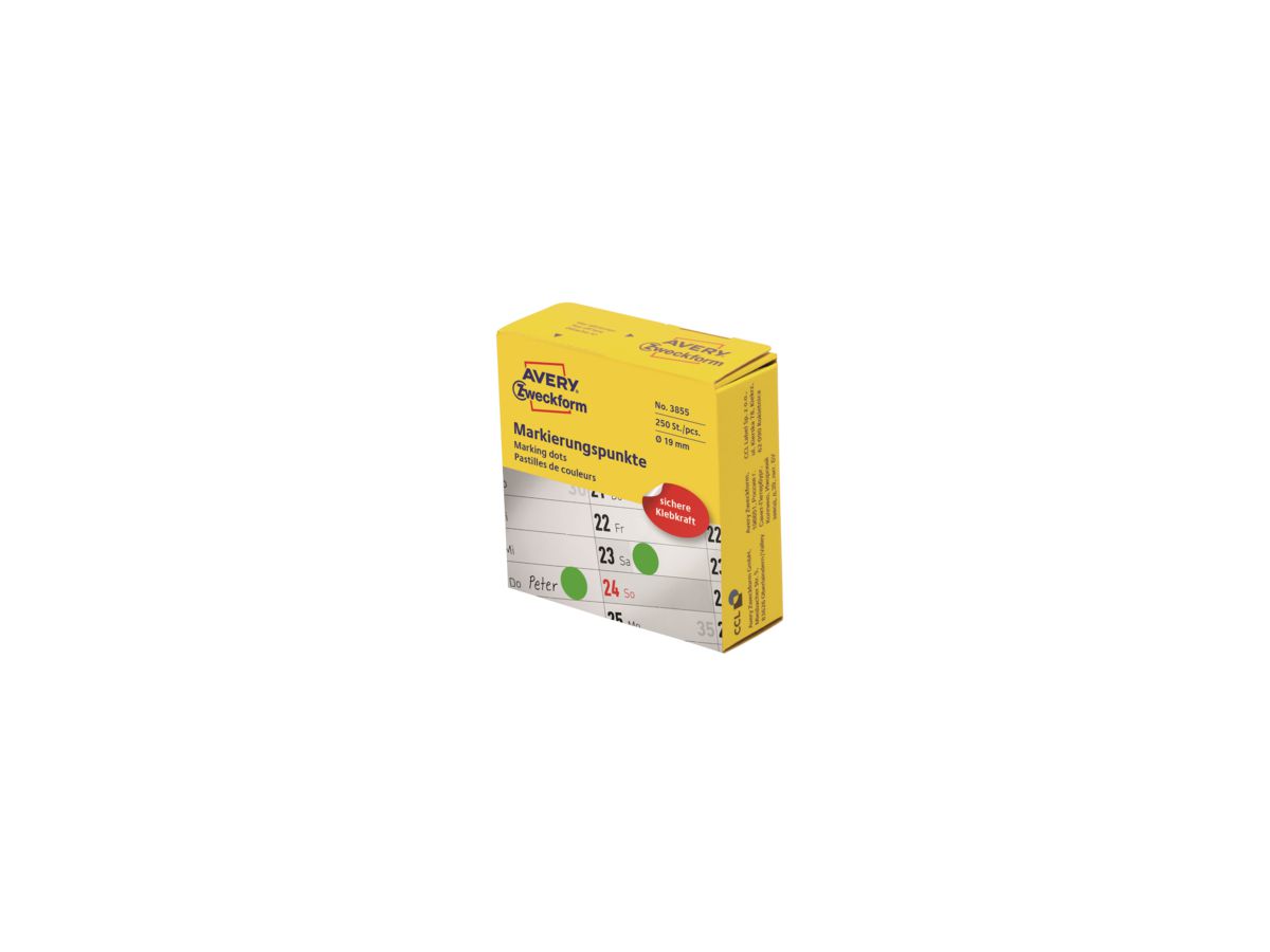 Avery Zweckform Markierungspunkt 3855 19mm grün 250 St./Pack.