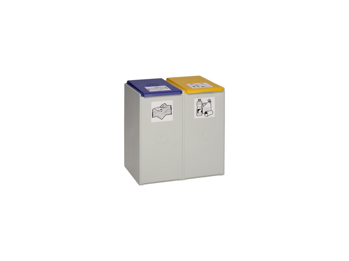 Kunststoffcontainer 40 l 2-fach ohne Deckel lichtgrau B505xT405xH570