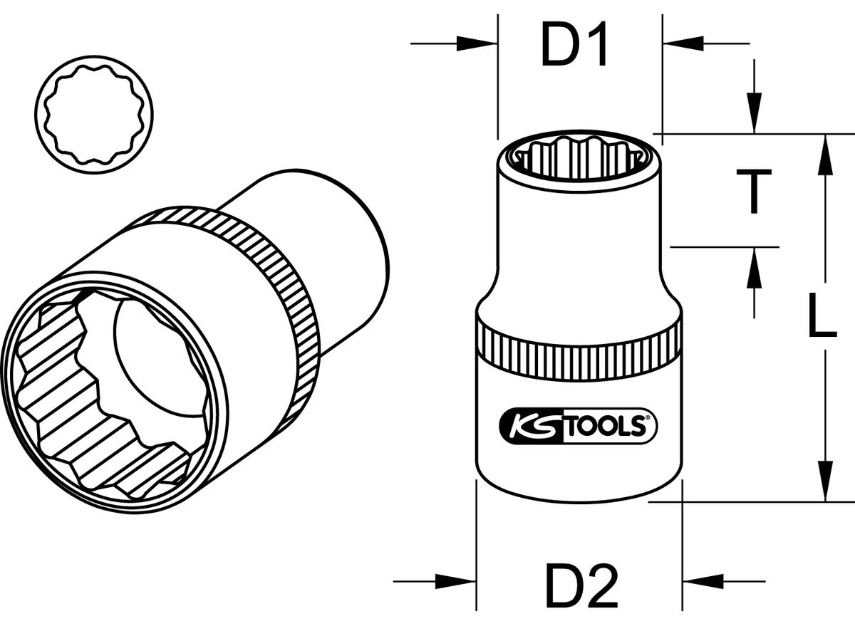 Steckschlüsseleinsatz Sechskant 13 172"