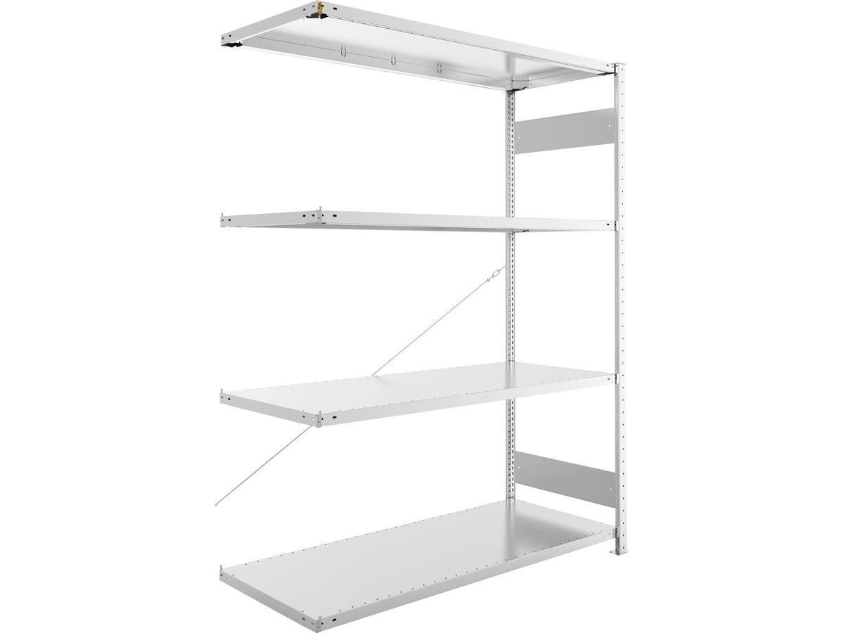 META Steckregal S3 CLIP 200 Fachl. 200kg vzk Anbaufeld 4 Böden B1500Xt600Xh2000mm
