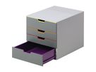 DURABLE Schubladenbox VARICOLOR 4 760427 4Schubfächer grau/farbig