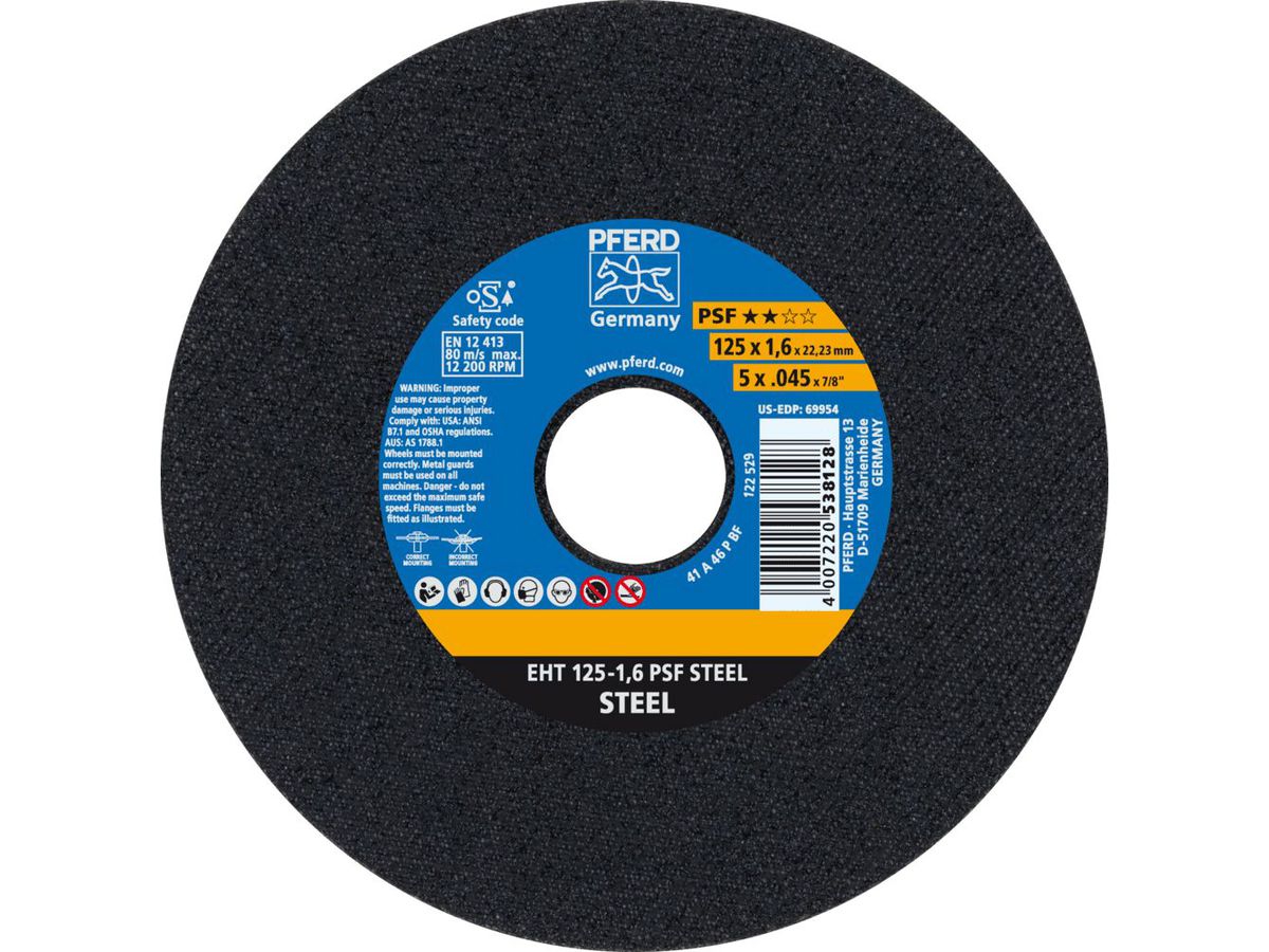 PFERD Trennschleifscheibe PS-Forte EHT 125-1,6 A 46 P PSF/22,23