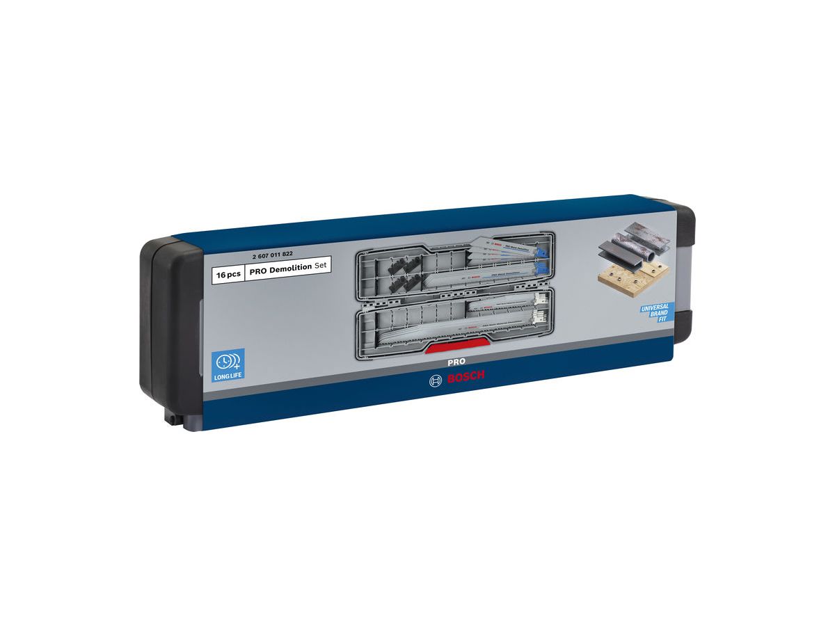 BOSCH Säbelsägeblatt-Sett 16-teilig Pro Demolition, in Tough Box