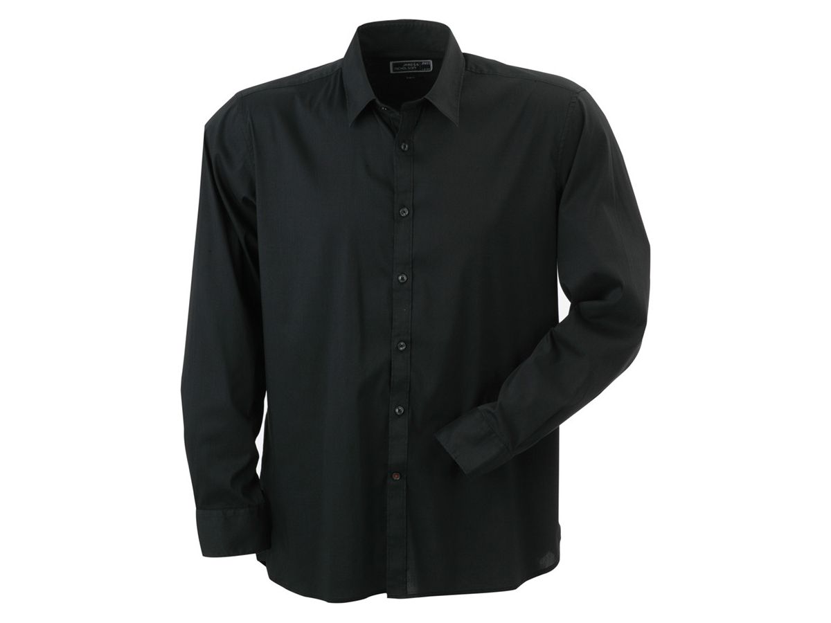 JN Mens Shirt Slim Fit Long JN193 67%BW/30%PA/3%EL, black, Größe 2XL