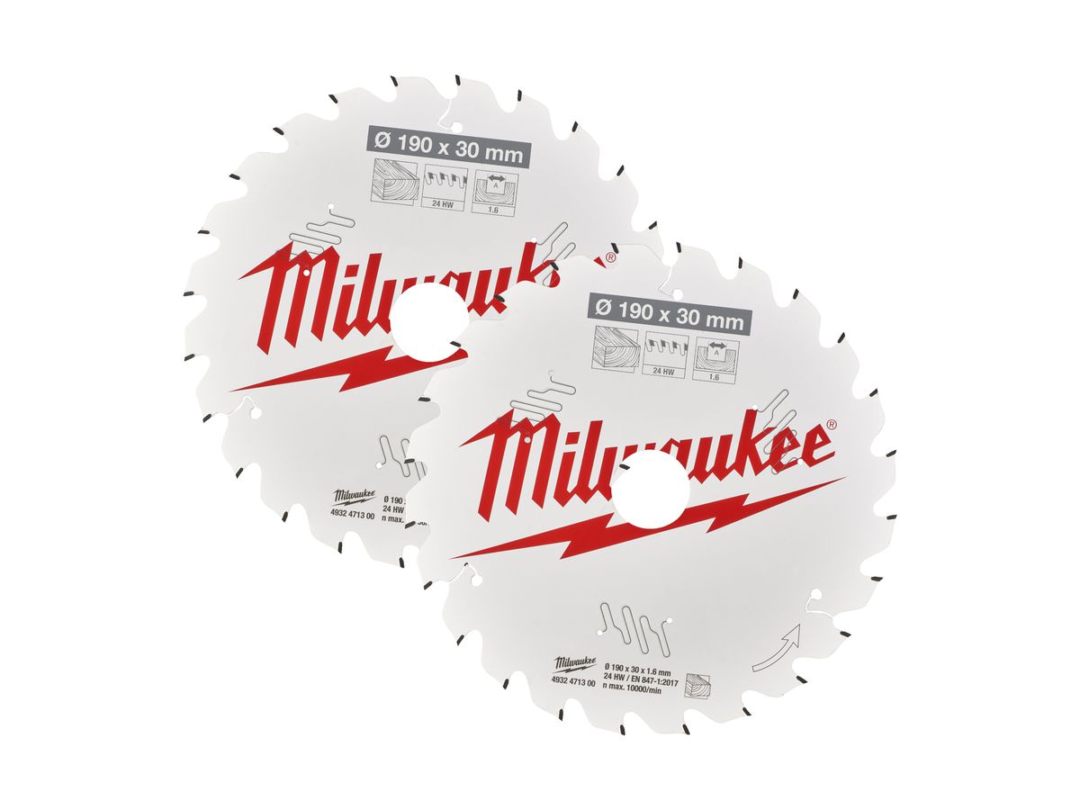 MILWAUKEE Sägeblatt 190/30mm, Z24 Doppelpack = 2 Stück