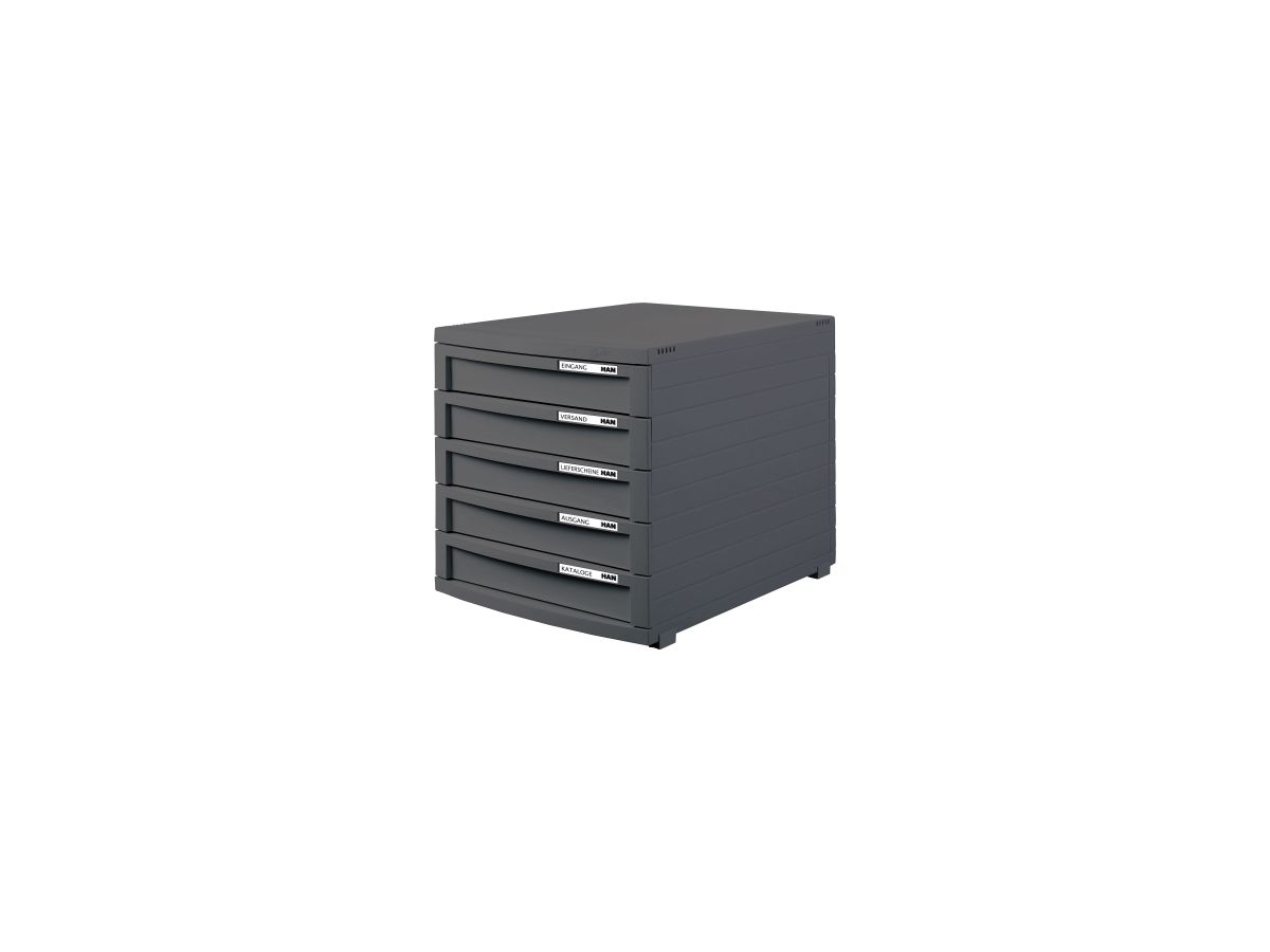 HAN Schubladenbox CONTUR 1505-191 DIN A4/B4/C4 5Schübe geschl dgr/dgr