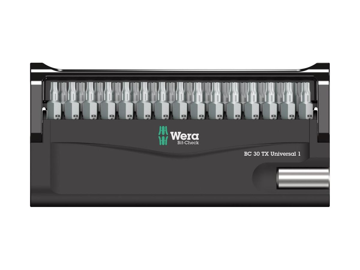 WERA Bit-Sortiment Bit-Check 30 Uni. 1 TORX, 30-teilig, zähhart, Klapphalter