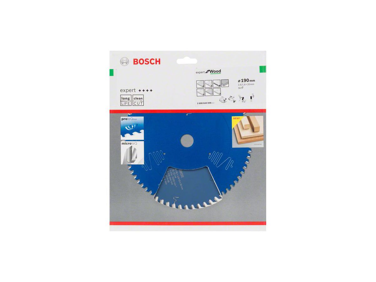 BOSCH Kreissägeblatt Expert for Wood 190x20x2,6/1,6 mm, 56 Z