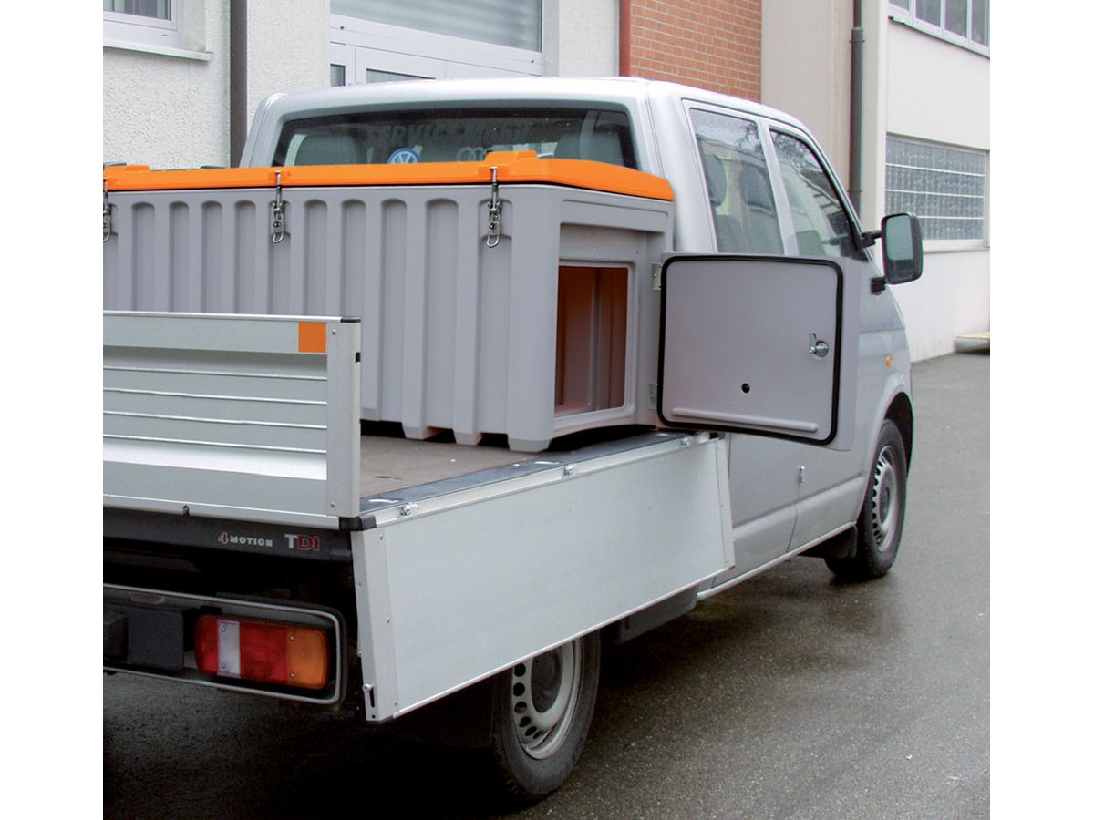 CEMbox 750 grau / orange 750 l mit Seitentür