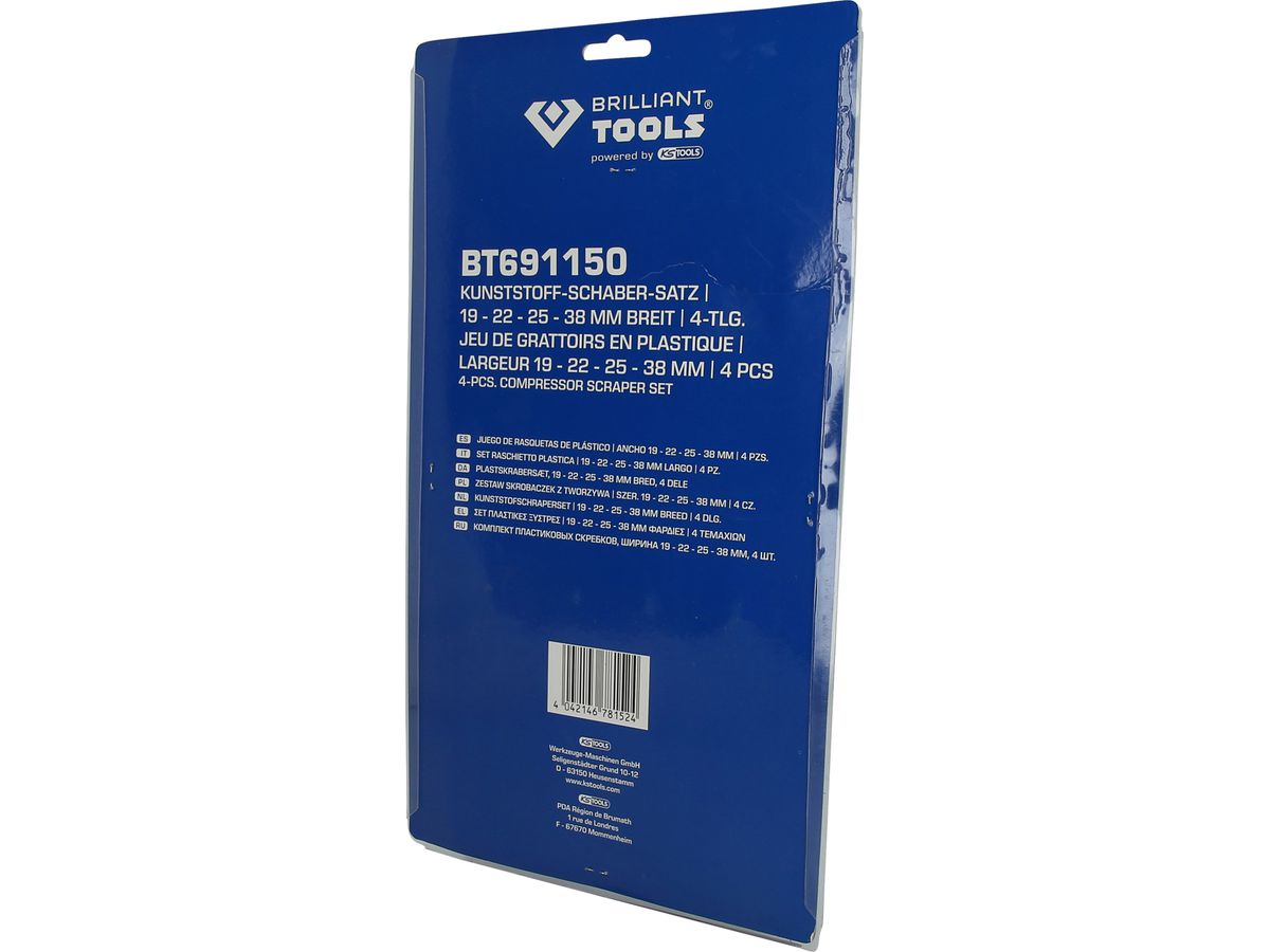 BRILLIANT TOOLS Kunststoff-Schaber-Satz, 19 - 22 - 25 - 38 mm breit, 4-tlg.
