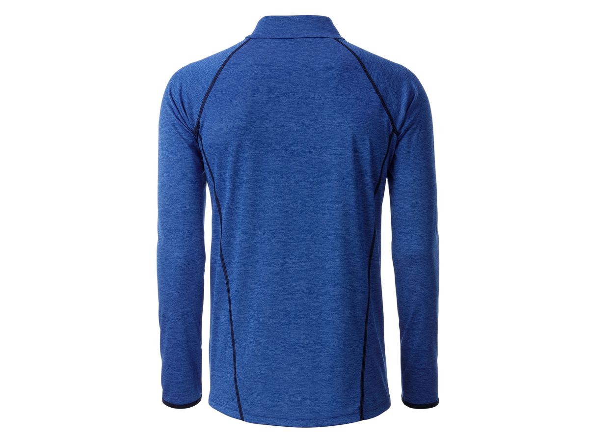 JN Men's Sports Shirt Longsleeve JN498 blue-melange/navy, Größe S