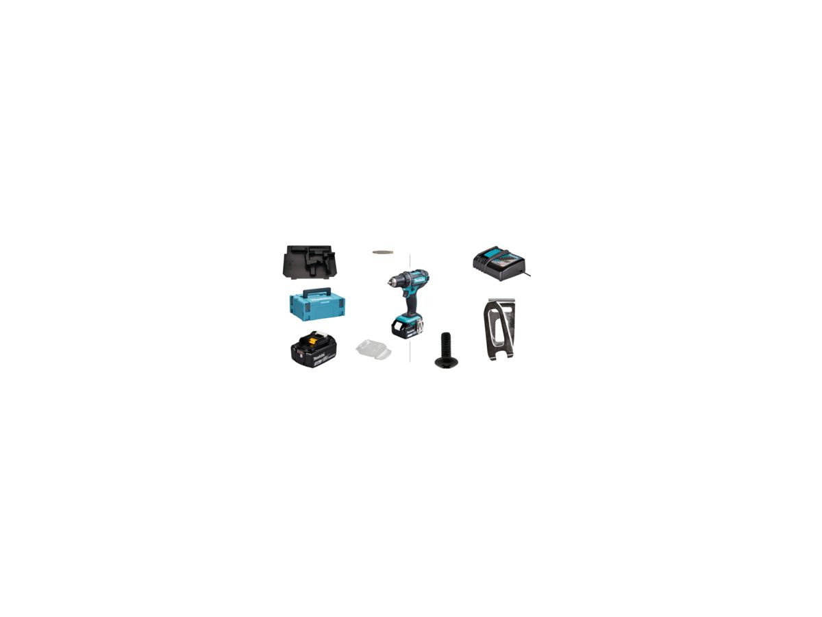 MAKITA Akku-Bohrschrauber DDF482RFJ 18 V, 2 Akkus 3,0 AH, Ladegerät, MAKPAC