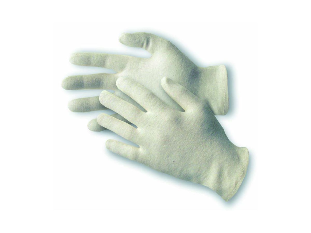Baumwoll - Trikot Handschuh AHORN, rohweiß, gesäumt