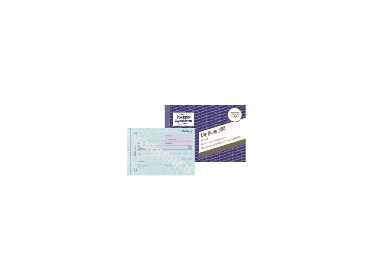Avery Zweckform Quittung 302 DIN A6 quer 50Blatt