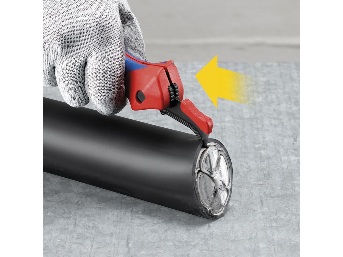 KNIPEX Abmantelungsmesser mit Gleitschuh und Ratschenfunktion