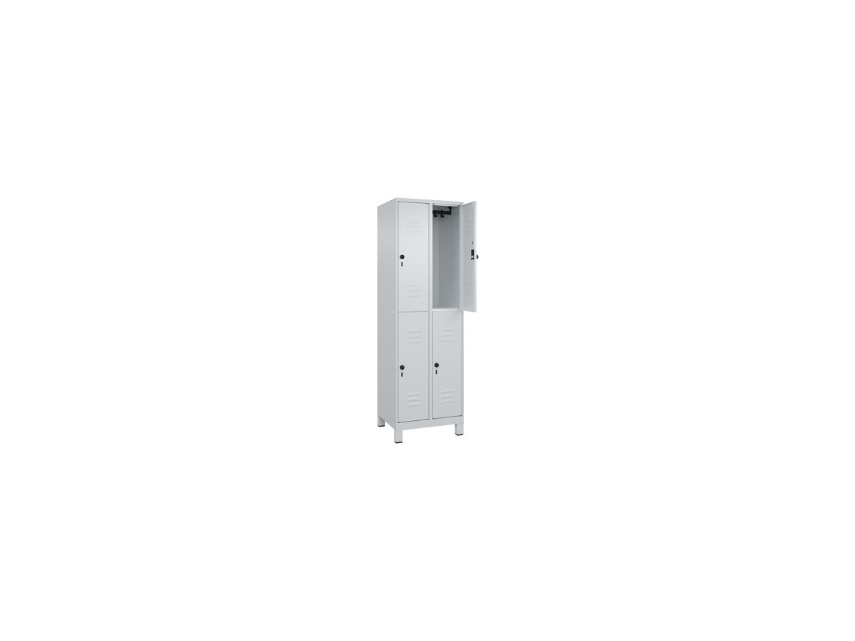 C+P Doppelst. Schrank CLASSIC, Füße 1950x600x500mm, 7035, 2x2 Fächer