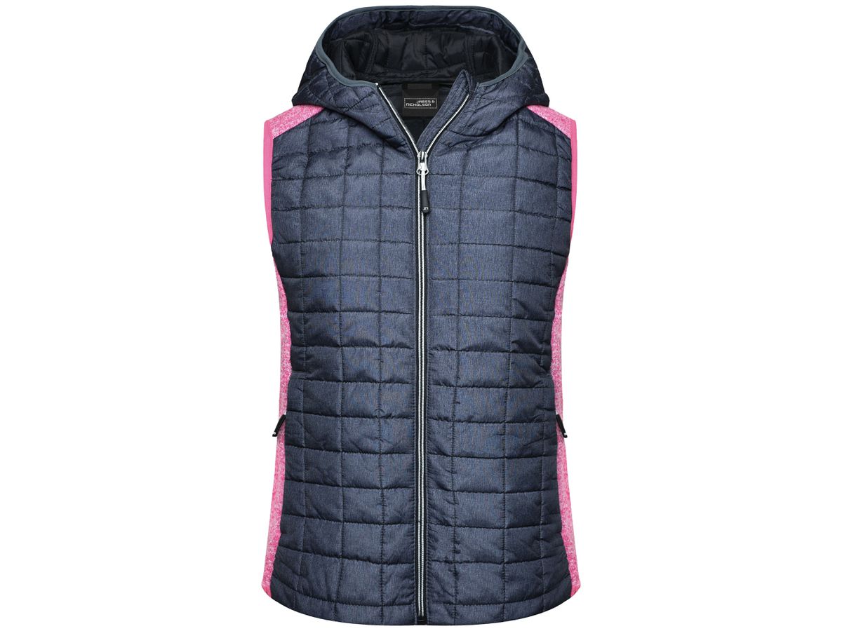 JN Ladies' Knitted Hybrid Vest JN767 pink-melange/anthracite-melange, Größe M