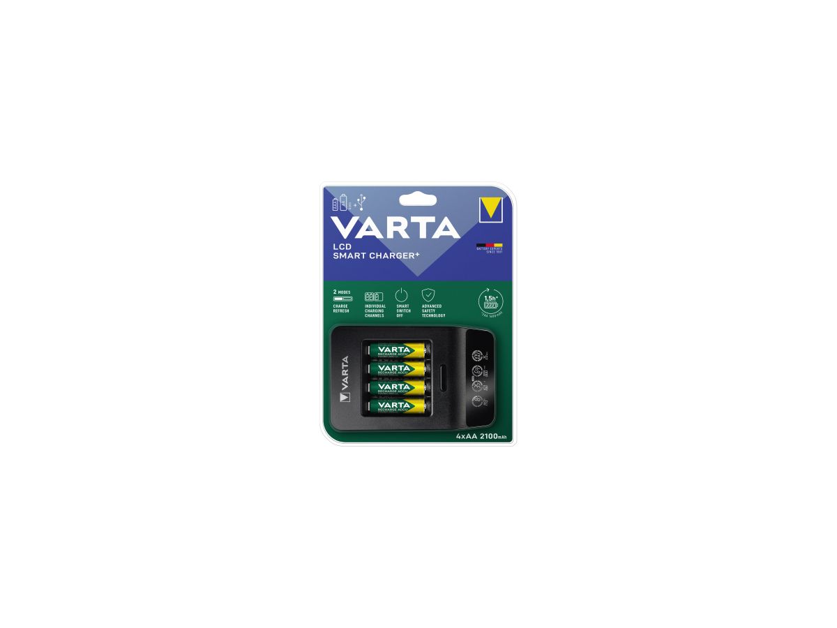Varta Ladegerät LCD Smart Charger+ 57684101441 +4xAA 2.100mAh
