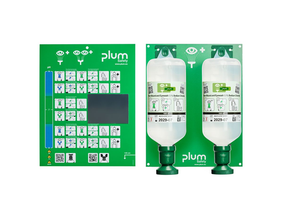 PLUM Augenspülstation Maxi Natriumchloridlösung, 2 Flaschen 1000ml