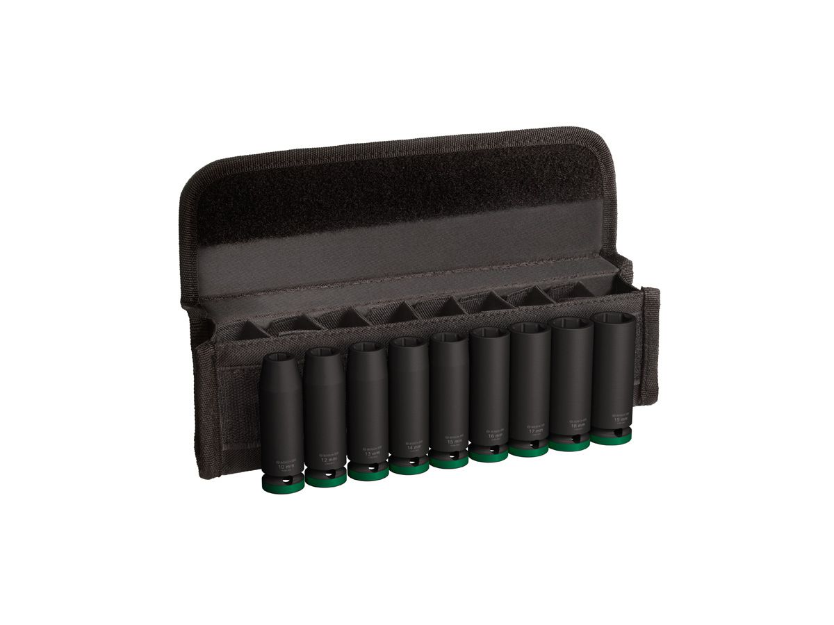 BOSCH Pro Steckschlüsseleinsatz-Set 1/2" 10-19 mm, lang, 9-teilig