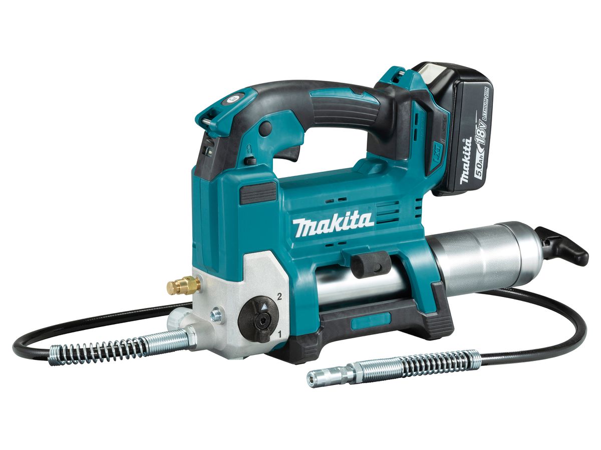 MAKITA Akku Fettpresse DGP180RT inkl. 1x5,0Ah Akku, Ladegerät, Koffer