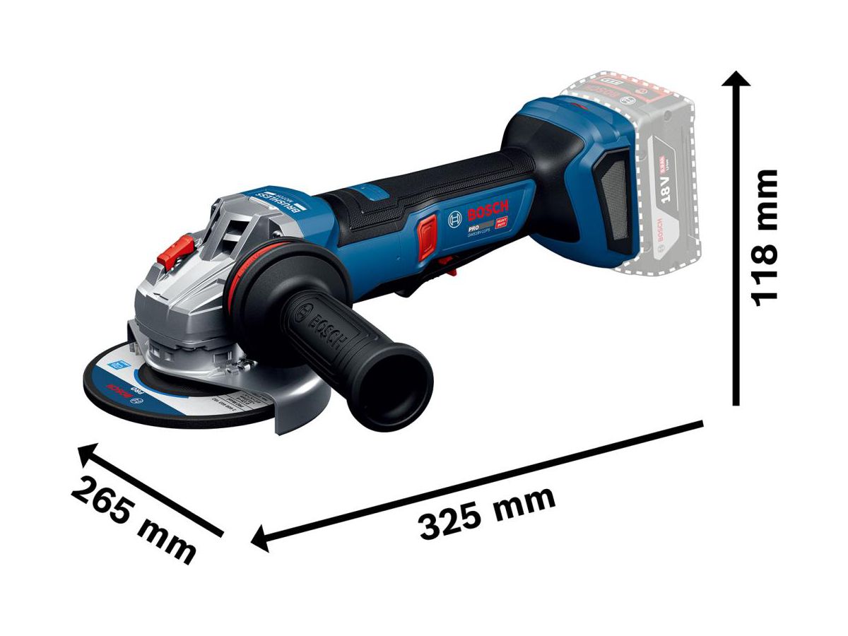 BOSCH Akku-Winkelschleifer GWS 18V-11PS solo, in L-BOXX