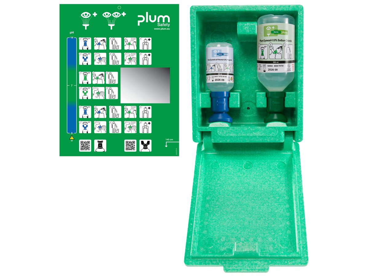 PLUM Augennotfallstation Wandbox Kombi inkl. 2 Fl. (500ml,200ml)