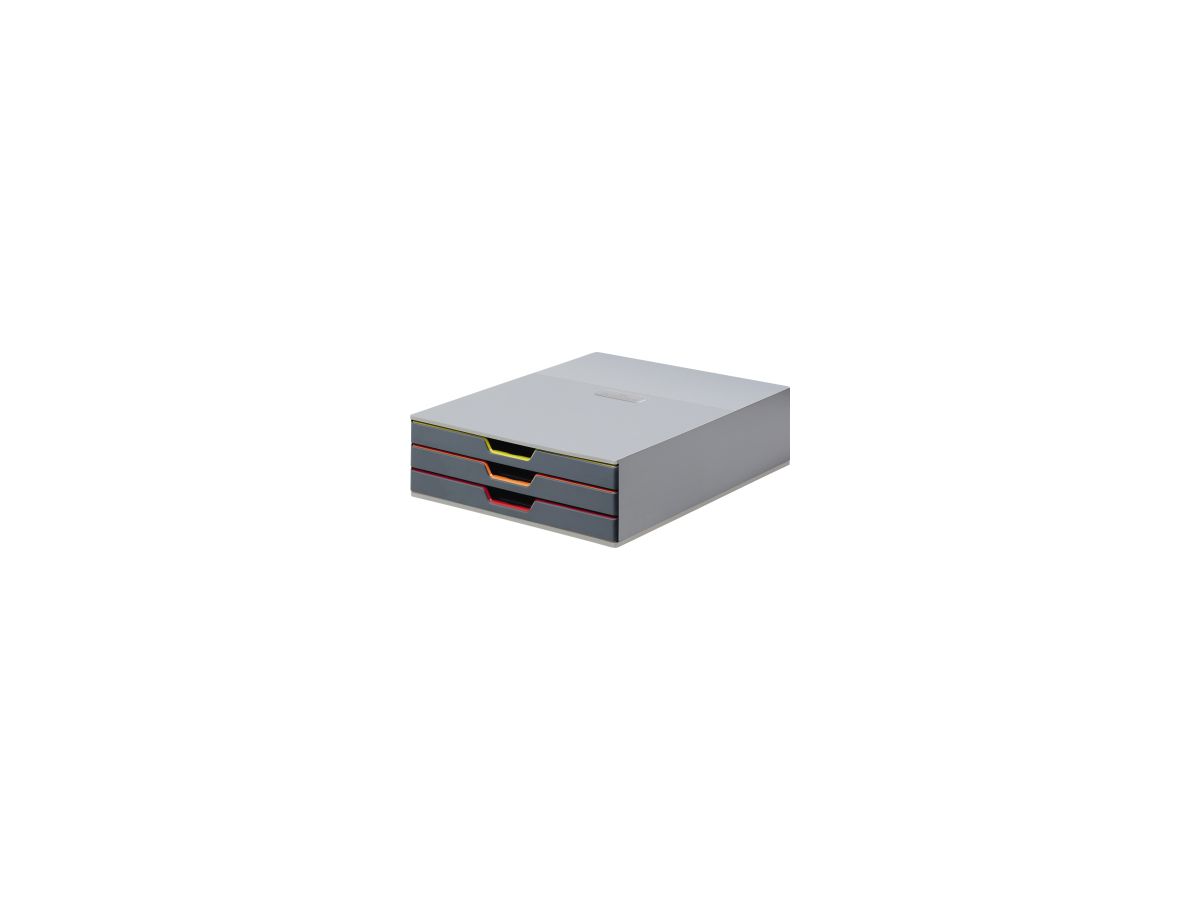 DURABLE Schubladenbox VARICOLOR 3 760327 3Schubfächer grau/farbig