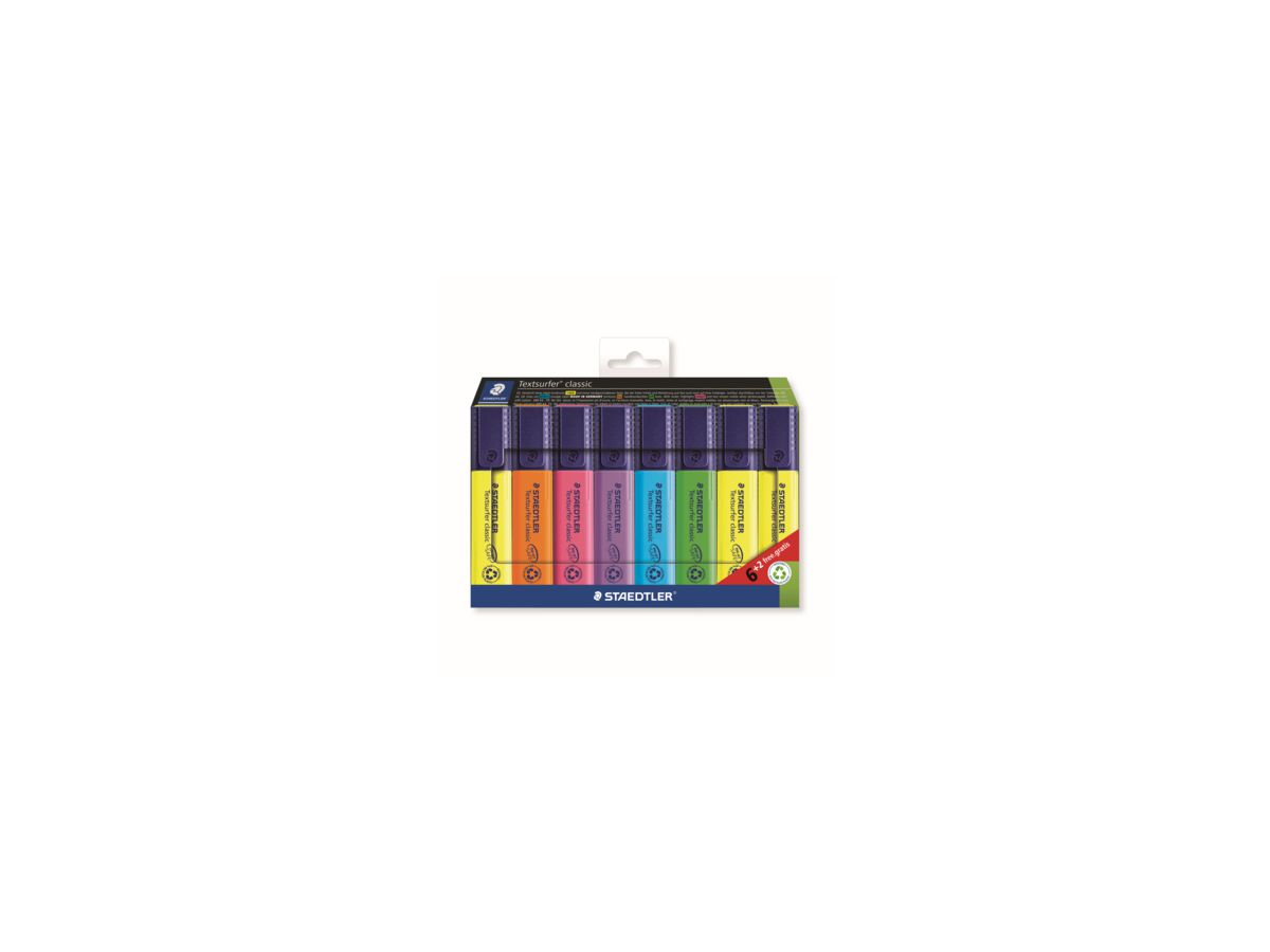 STAEDLER Textmarker Textsurfer Classic 364 A WP8 sort. 8 St./Pack.