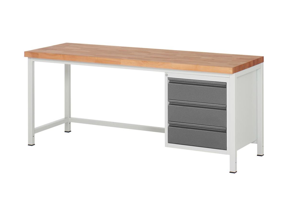 RAU Werkbank Modell 8157 komplett mont. Ral7035/Ral7016 B2000Xt700Xh840-1040 mm