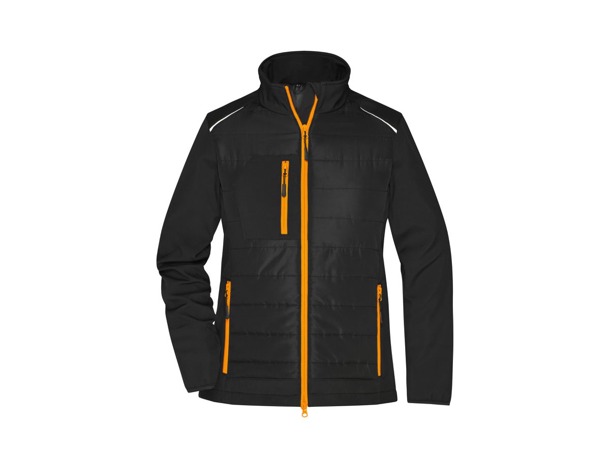 JN Ladies' Hybrid Jacket JN1819 black/neon-orange Gr. XS