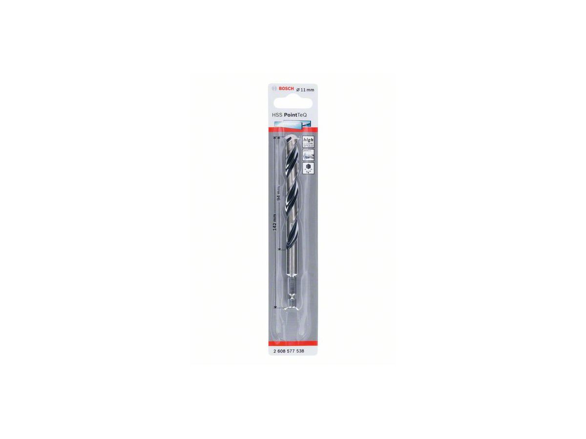 BOSCH Spiralbohrer PointTeQ, HSS, 6-kant 11x94x142 mm