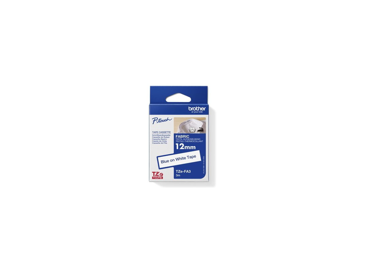 P-touch Schriftbandkassette TZEFA3 12mmx3m unlaminiert bl auf ws