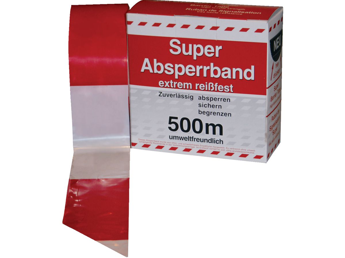 SUPER ABSPERRBAND 500 M-ROLLE rot/weiss
