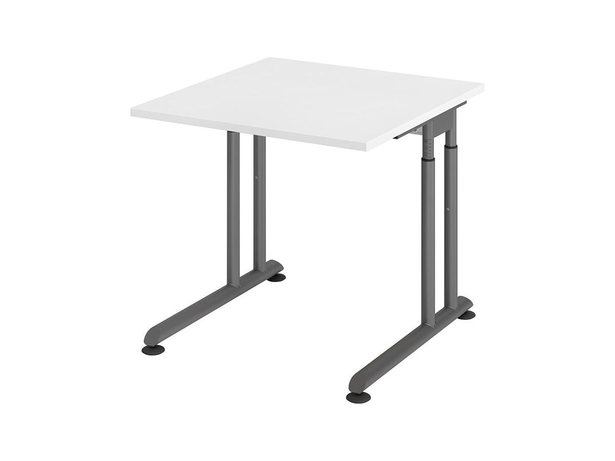 Schreibtisch C-Fuß 800x800 mm Weiß