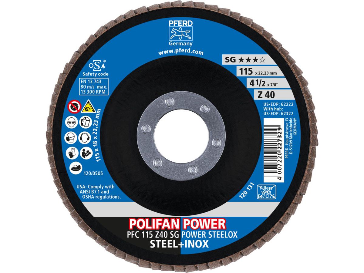 Flap disc convex ZK 115X22mm K 40 Pferd