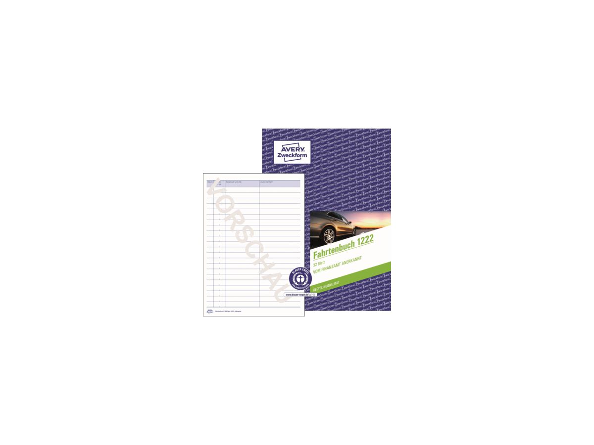 Avery Zweckform Fahrtenbuch 1222 DIN A5 Recycling-Papier 32Blatt